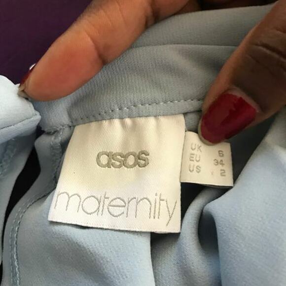 ASOS Maternity Shirt Women's Sz 2 Sky Blue Tunic Peter Pan Collar - Picture 4 of 7